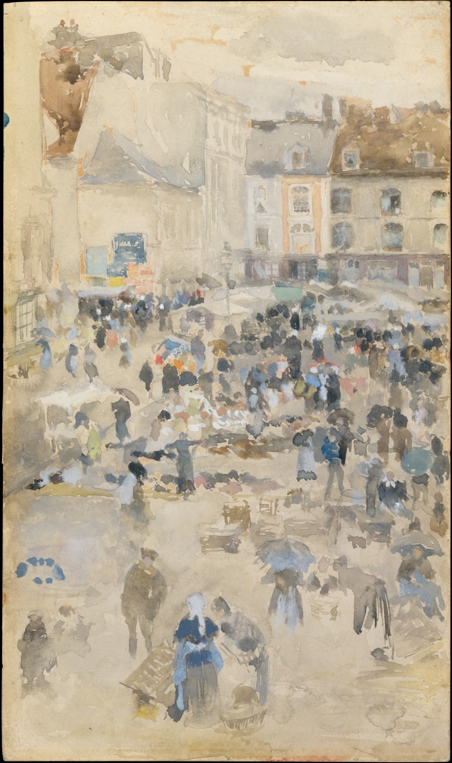 Società – James Abbot McNeill Whistler- Variations in violet and grey-Market place, Dieppe – (1885) – MOMA